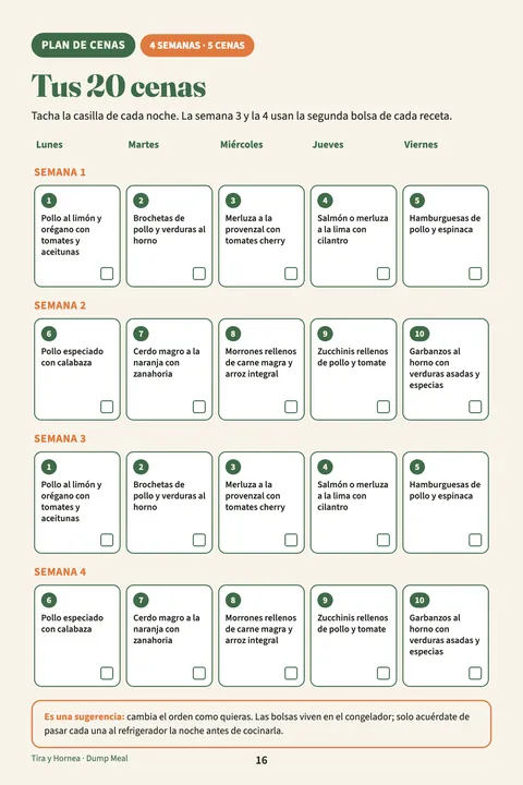 Plan de 20 cenas